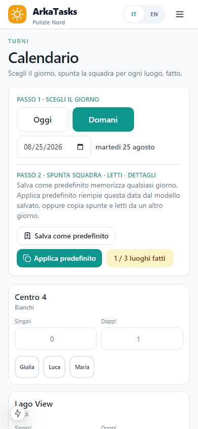 Screenshot calendario mobile ArkaTasks